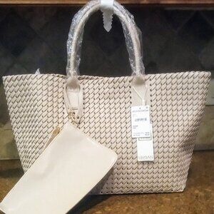 Woven Stripe Tote Bag URBAN EXPRESSIONS HANDBAGS